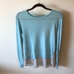 Halogen baby blue sweater w/ button back (M)